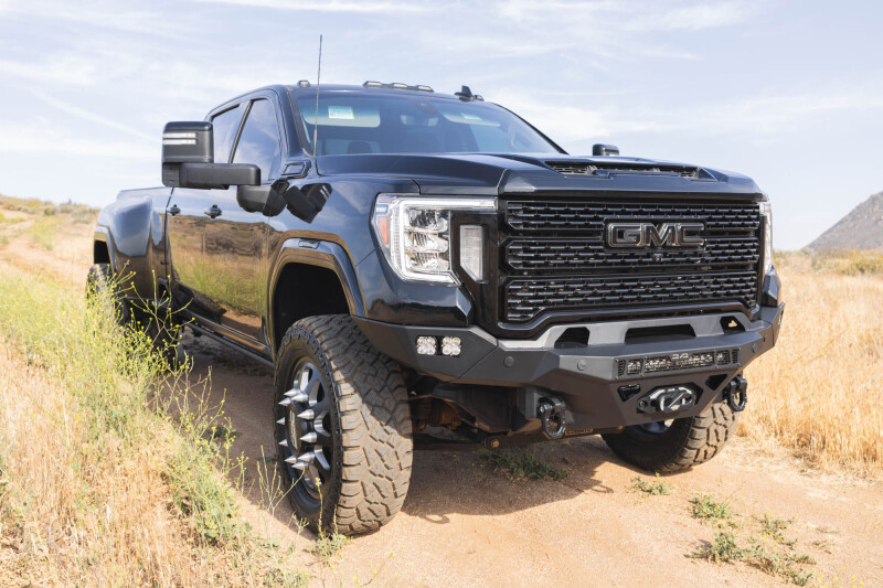 GMC Sierra 3500 Front Bumper - DV8 Offroad - Spec Series - Micro-texture black powder coat with satin black accents - `20-`23
